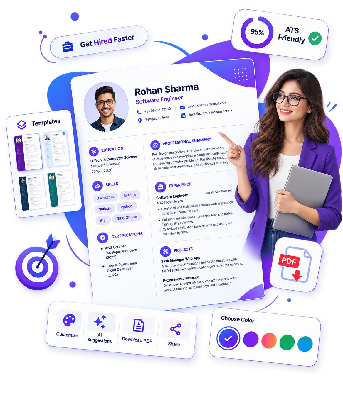 AI resume builder showing an ATS-friendly professional resume